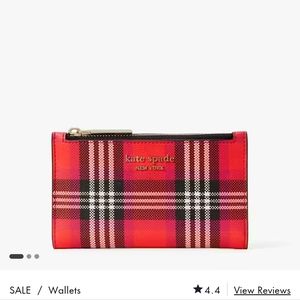 Kate Spade bifold red plaid wallet.